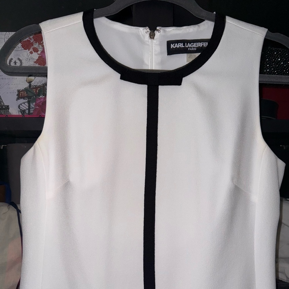 Karl Lagerfeld Paris Contrast-bow Trim Flounce Dress - Picture 5 of 9
